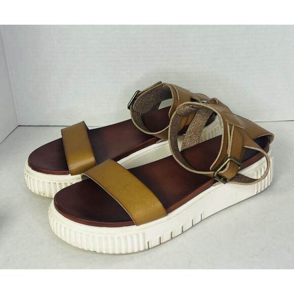 Mia Lunna Sandals Brown Leather Strap Women's Size 8.5 MH0091 - Picture 2 of 7